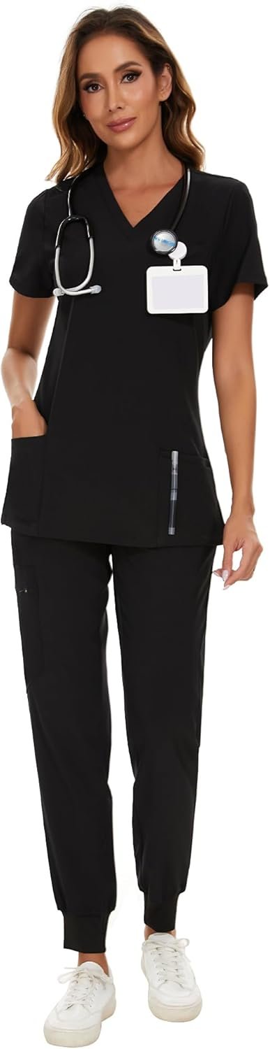 COZYFIT Scrubs for Women Set – Stretch V-Neck Scrub To...