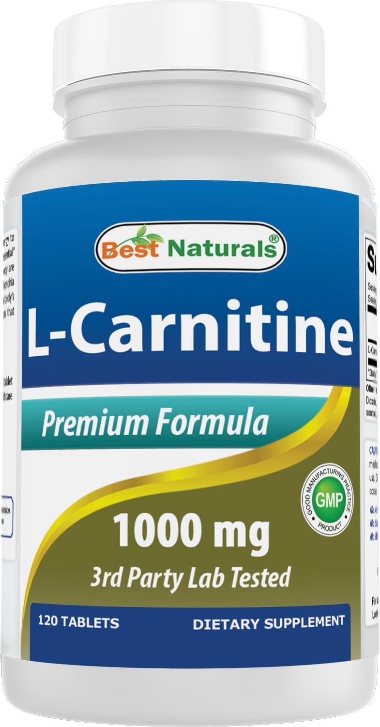 Best Naturals L-Carnitine Fumarate 1000mg per Tablet –...