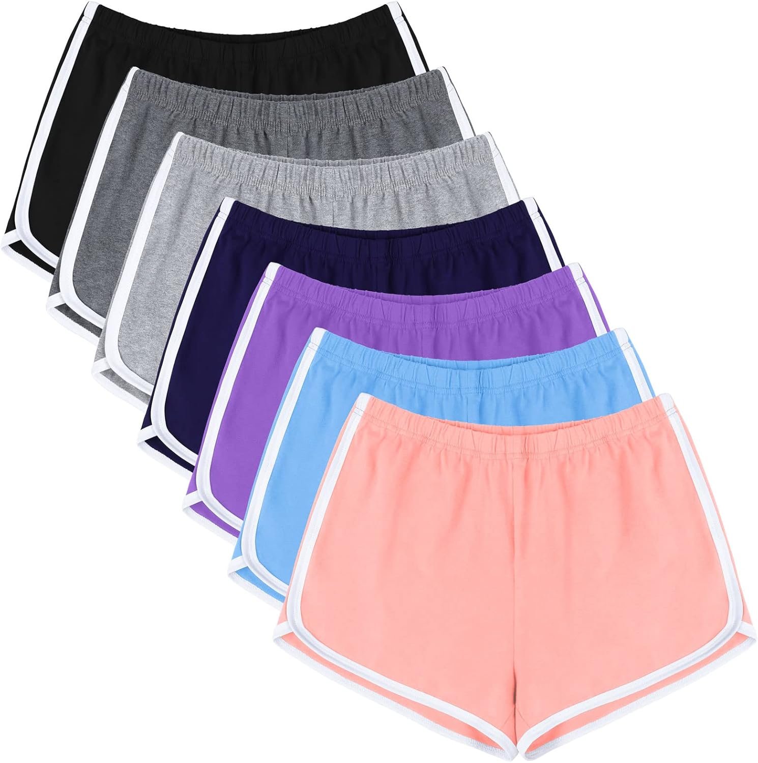 URATOT 7 Pack Womens Cotton Shorts, Dolphin Booty Athletic G...