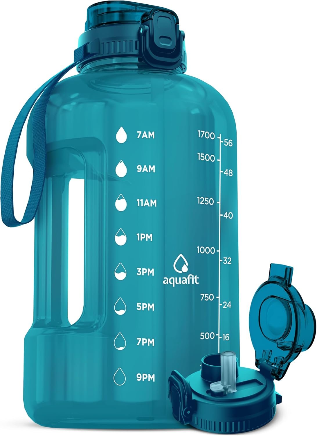 AQUAFIT 64 oz Water Bottle with Time Marker, BPA Free Half G...