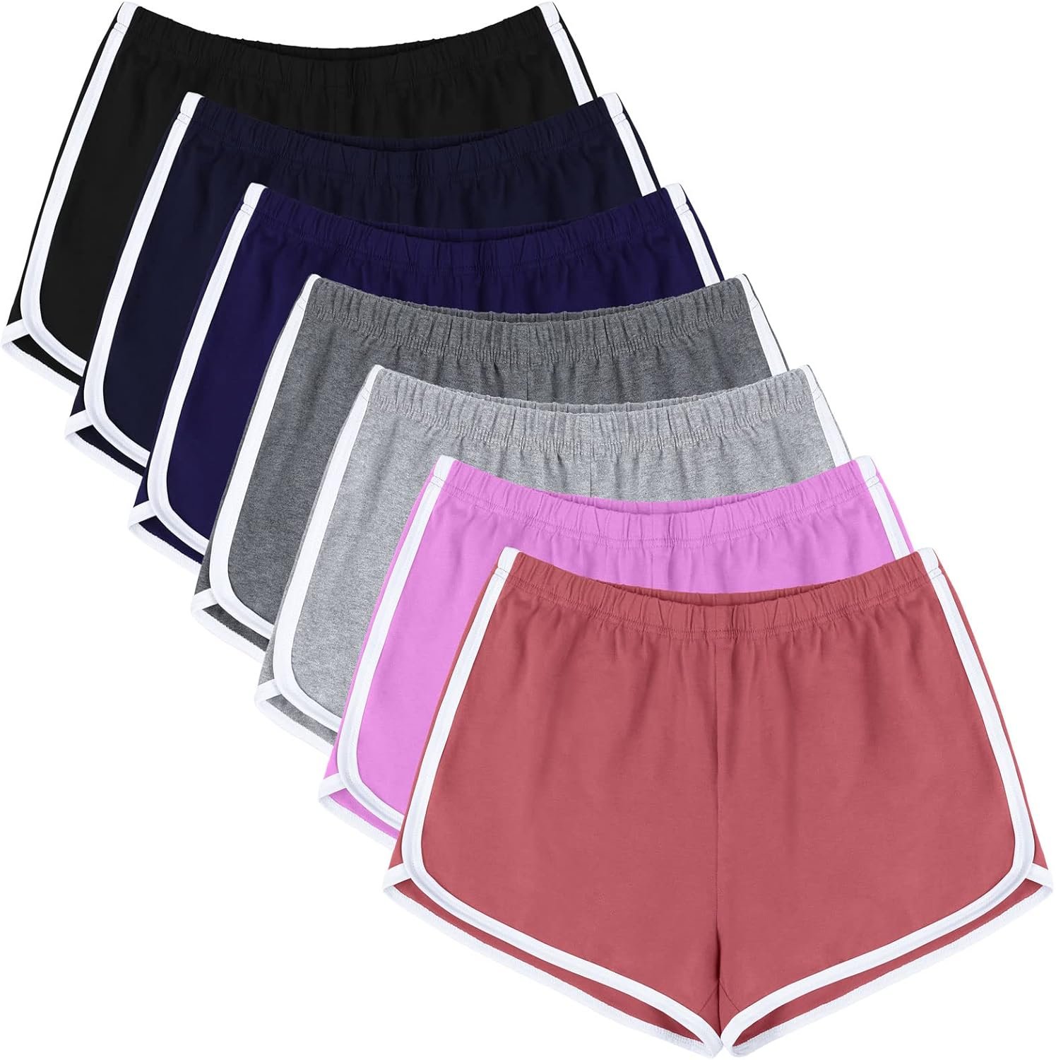 URATOT 7 Pack Womens Cotton Shorts, Dolphin Booty Athletic G...