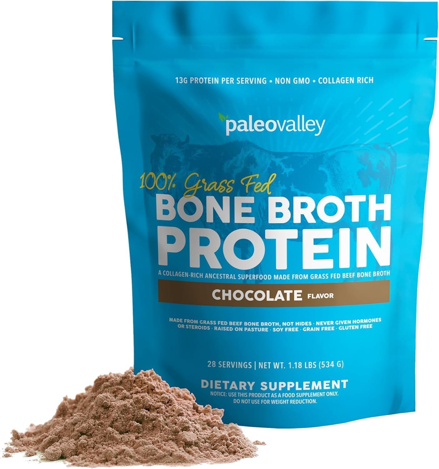 Paleovalley 100% Grass Fed Beef Bone Broth Protein Powder &#...