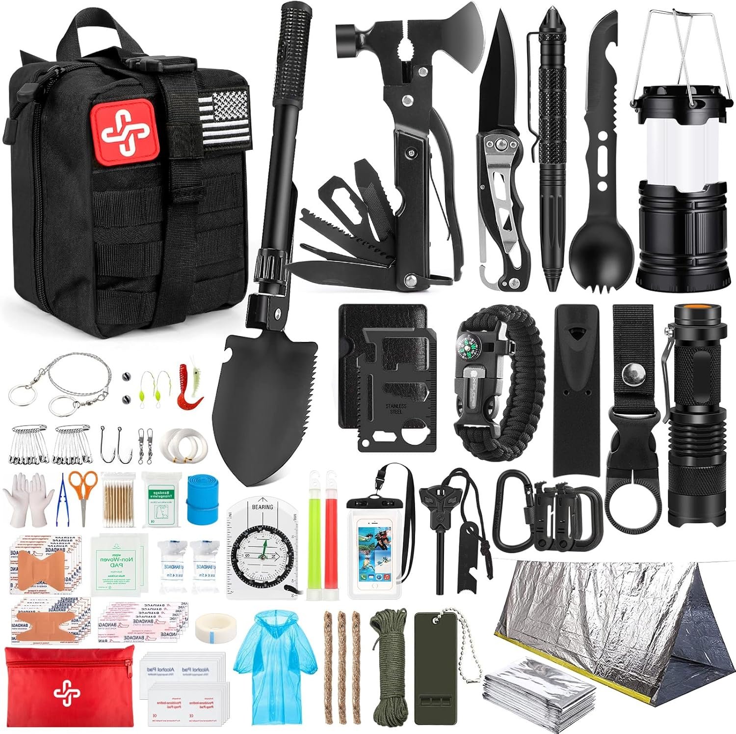 Survival Kit, 250Pcs Survival Gear First Aid Kit with Molle ...