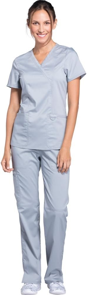 Cherokee Scrub Set For Women, Modern Classic Fit Mock Wrap T...
