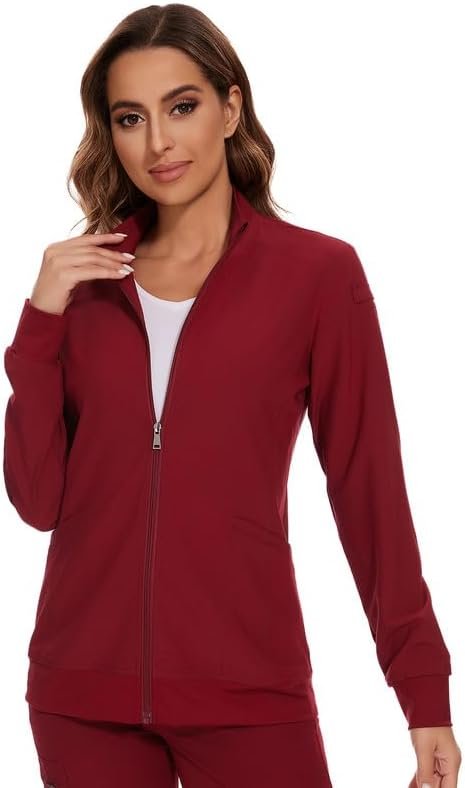 COZYFIT Scrub Jackets for Woman, Zip Front Nurse Jacket, 4-W...