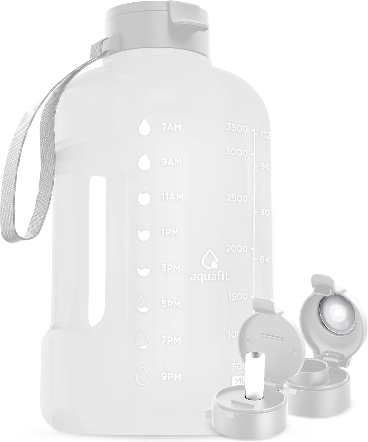 AQUAFIT 1 Gallon Water Bottle with Time Marker – Straw...
