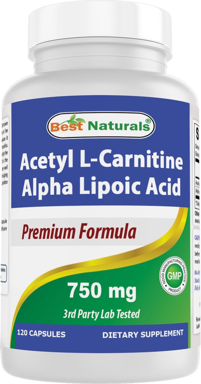 Best Naturals Acetyl L-Carnitine and Alpha Lipoic Acid 750 m...