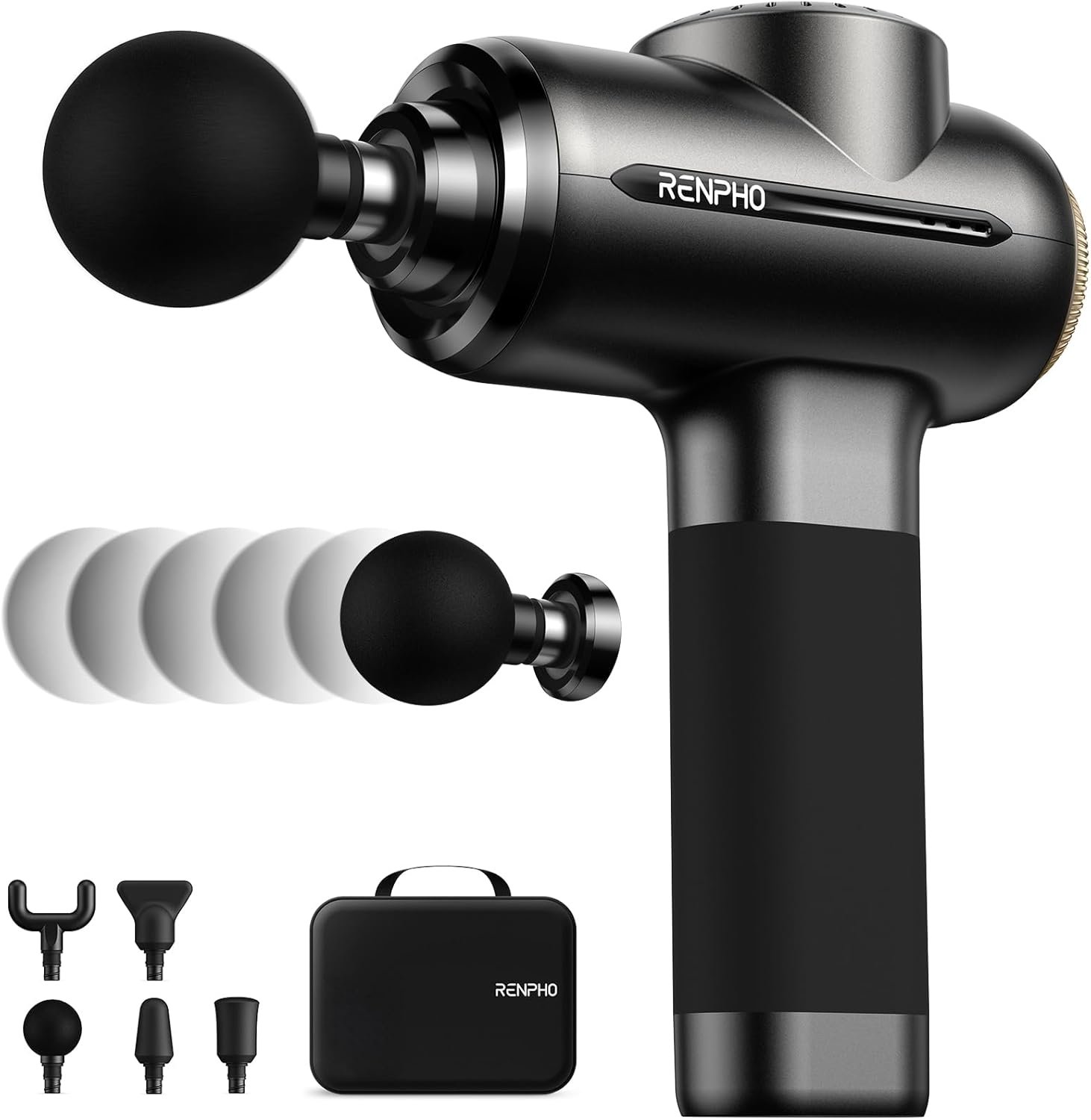 RENPHO Massage Gun, Deep Tissue Back Massage with 8-12mm Adj...