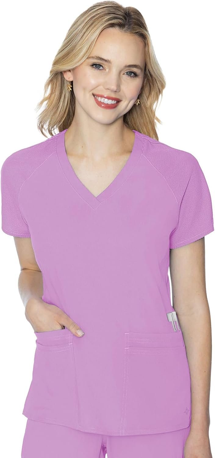 Med Couture Women’s Scrub Top, Raglan Sleeves for Mode...