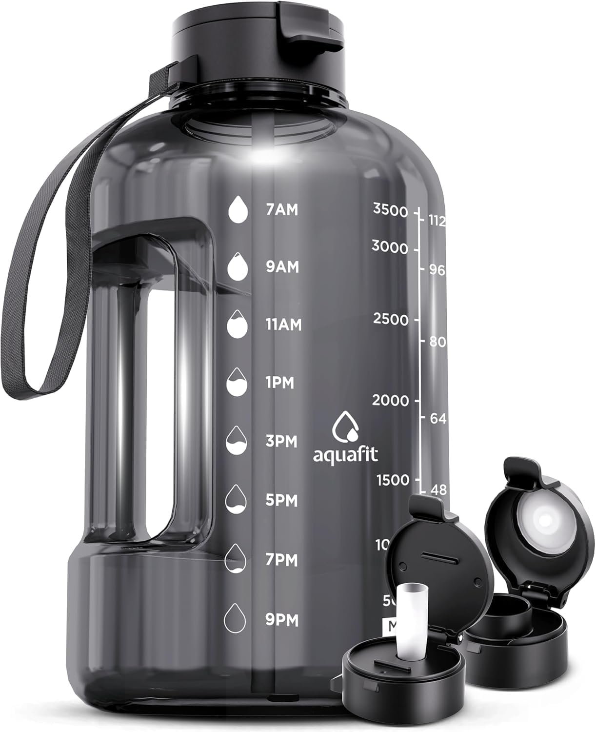 AQUAFIT 1 Gallon Water Bottle with Time Marker – Straw...