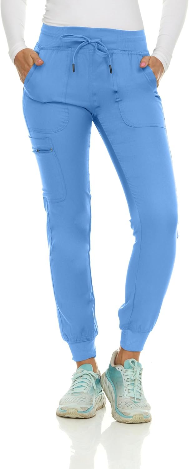 MediChic Women’s Scrub Joggers – 6 Pockets, Ribbed Waist...