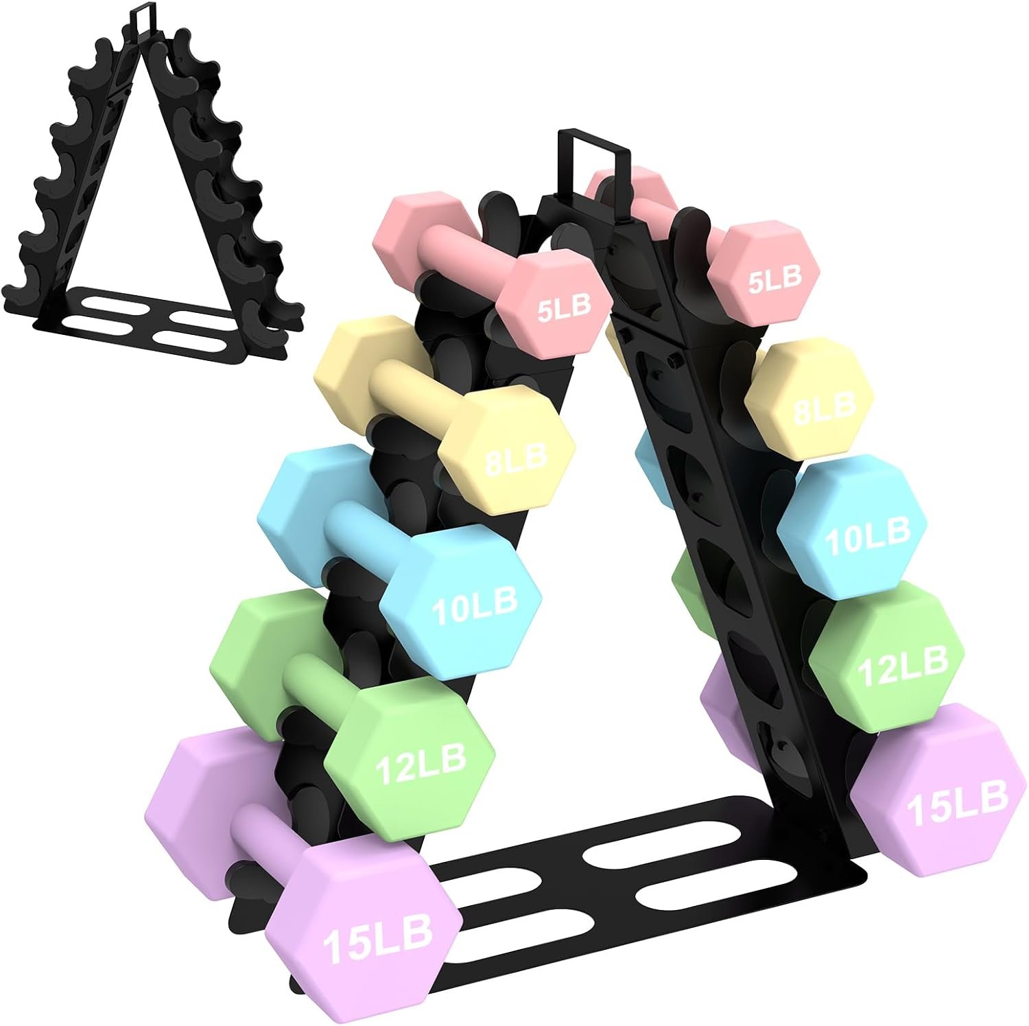 Dumbbell Rack 5 tier(Dumbbells not included), A-Frame Metal ...