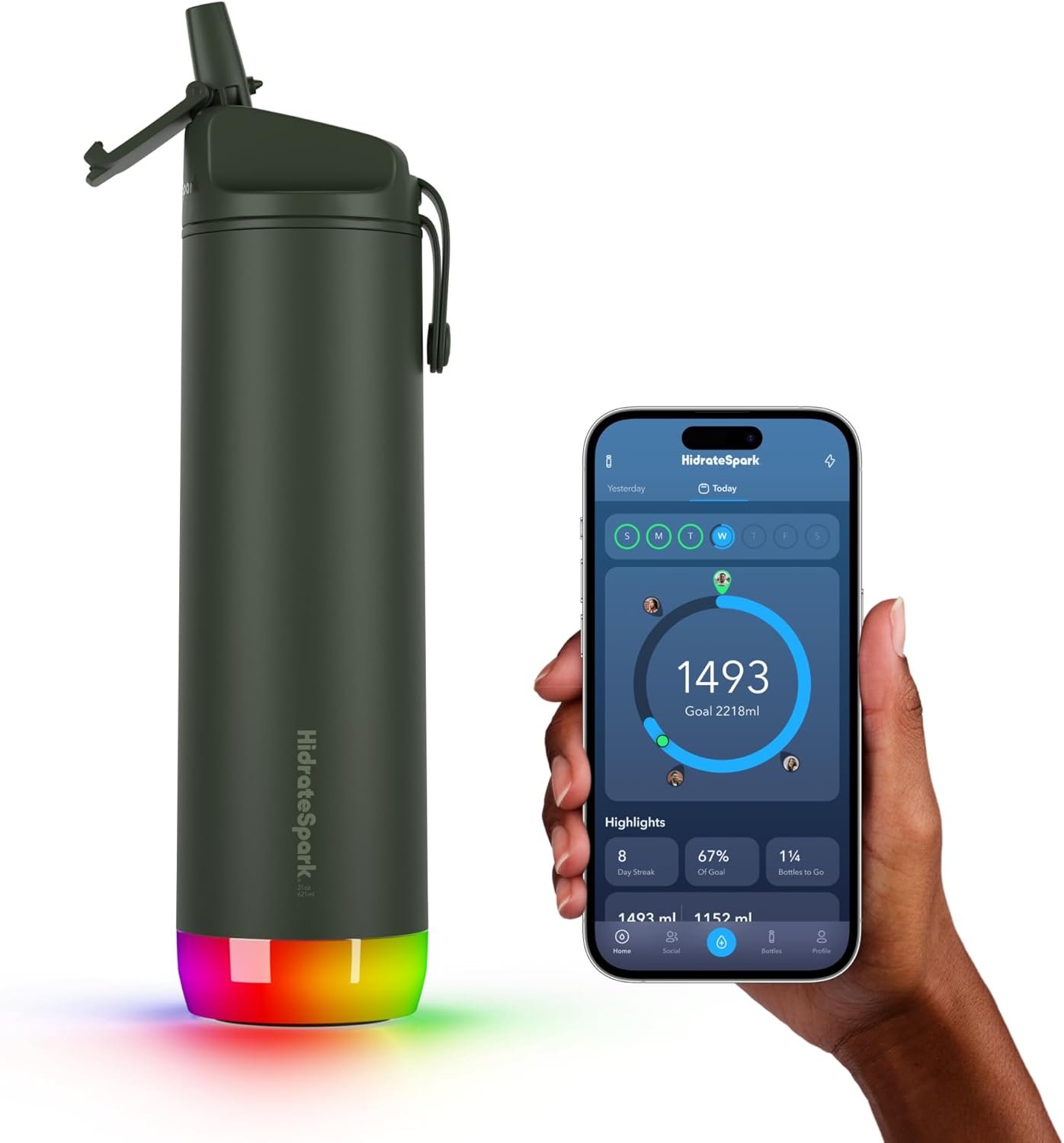 Hidrate Spark PRO Smart Water Bottle – Tracks Water Intake...