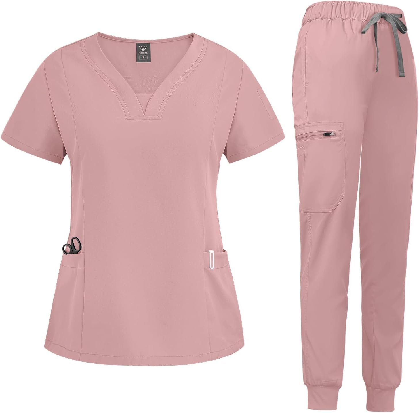 niaahinn Scrub Suit Set for Women Modern V-neck Top & T...
