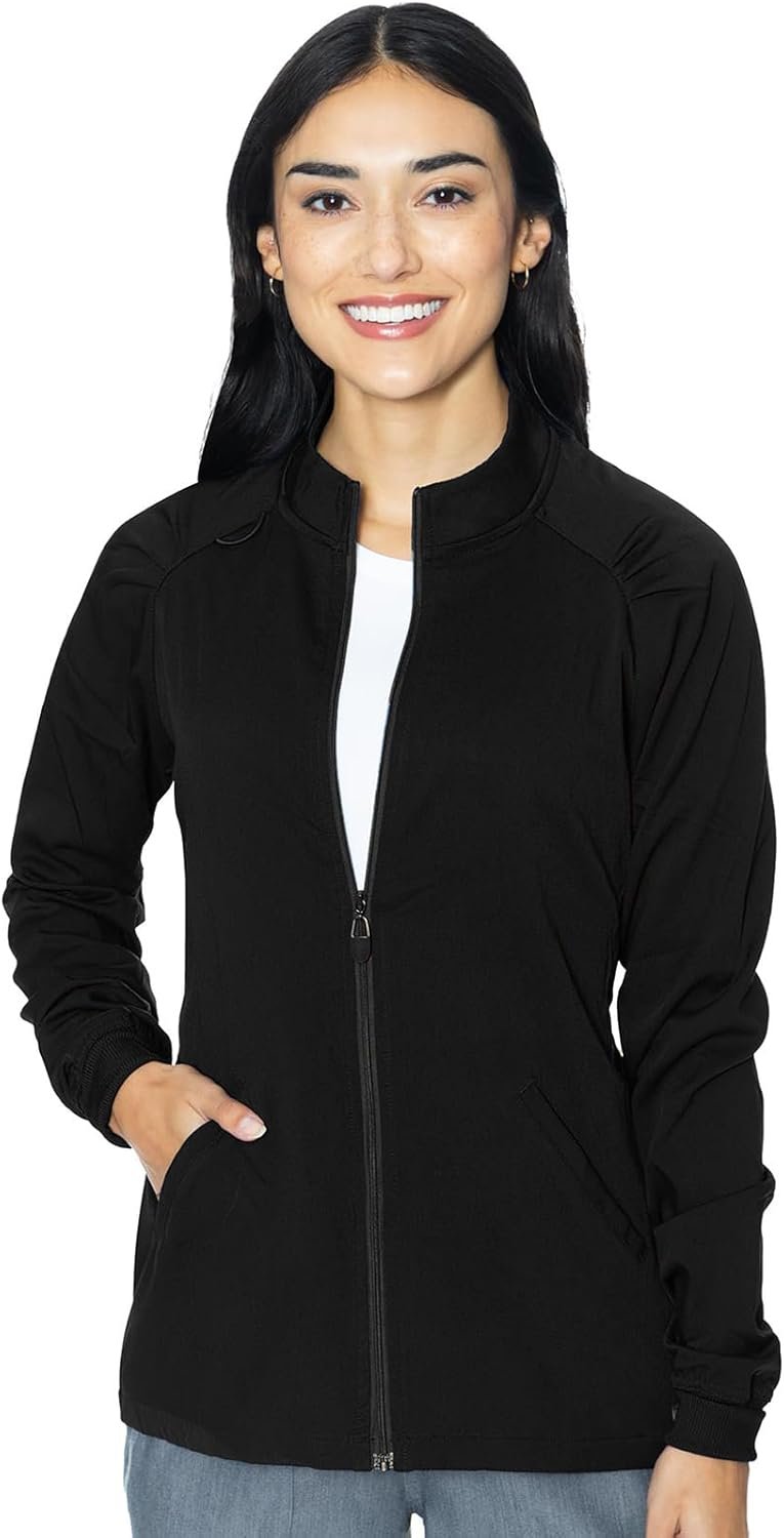Med Couture Women’s Scrub Warm-Up Jacket Raglan with 4...