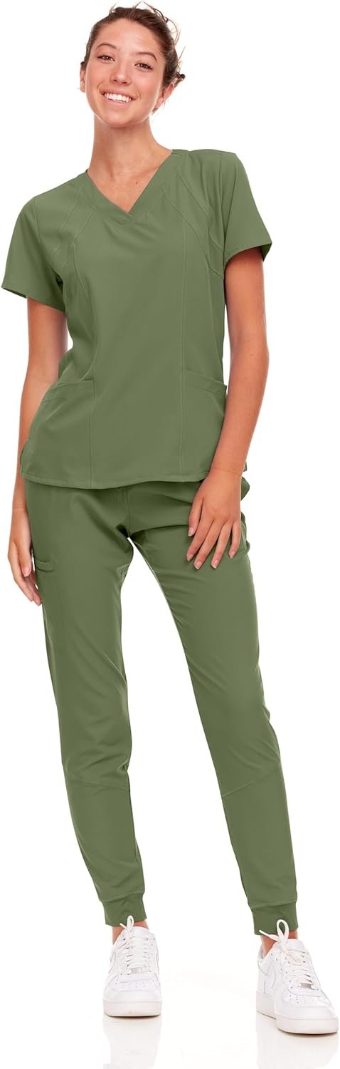 Natural Uniforms Womens Cool Stretch Jogger Scrub Set with R...