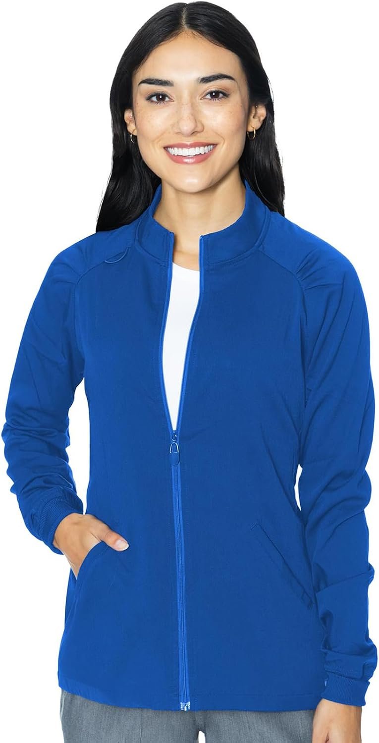 Med Couture Women’s Scrub Warm-Up Jacket Raglan with 4...