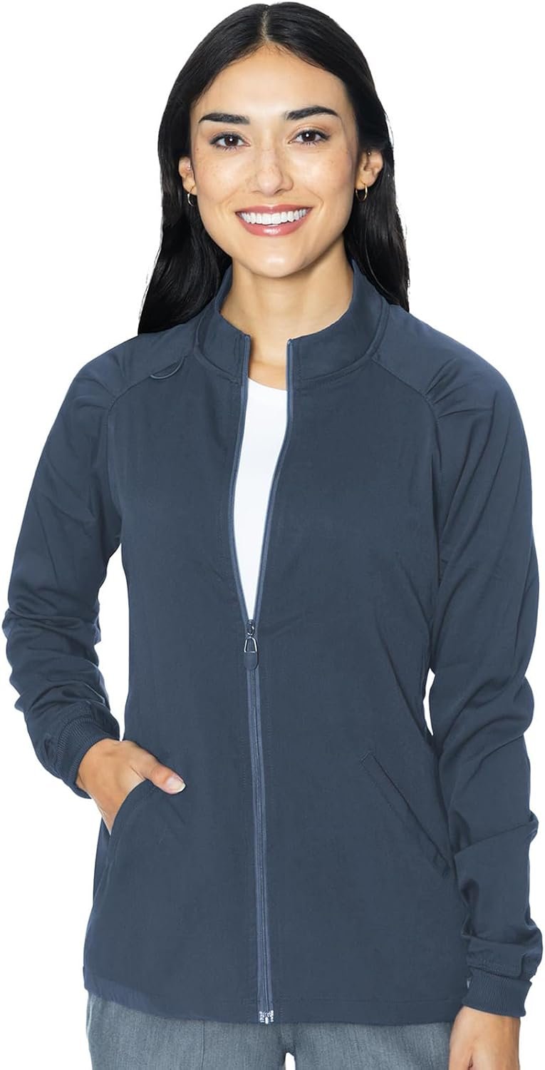 Med Couture Women’s Scrub Warm-Up Jacket Raglan with 4...