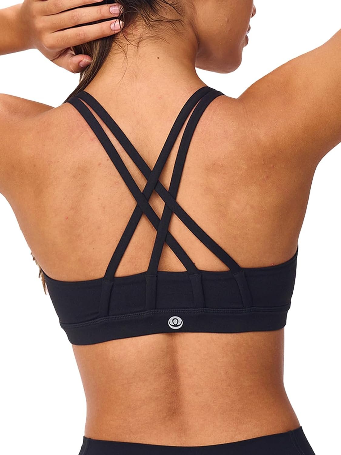 Women’s Strappy Sports Bras Light Compression Crop Cri...