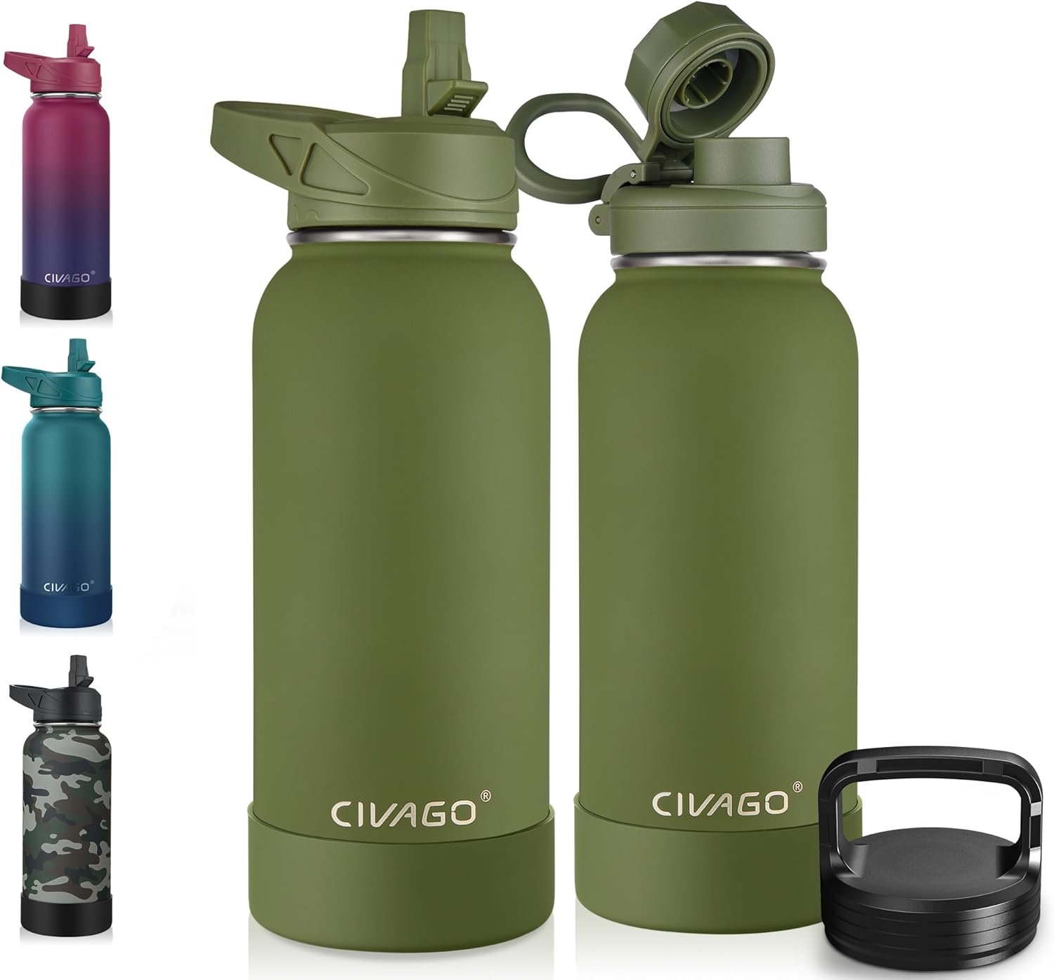 CIVAGO 32 oz Insulated Water Bottle With Straw, Stainless St...