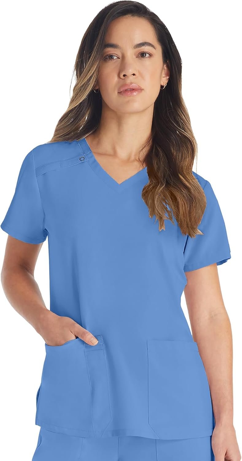 Dickies Women’s Scrub Top V-Neck Top with 2 Pockets, M...