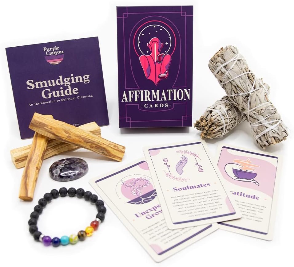 Purple Canyon Affirmation Meditation Kit with White Sage Smu...