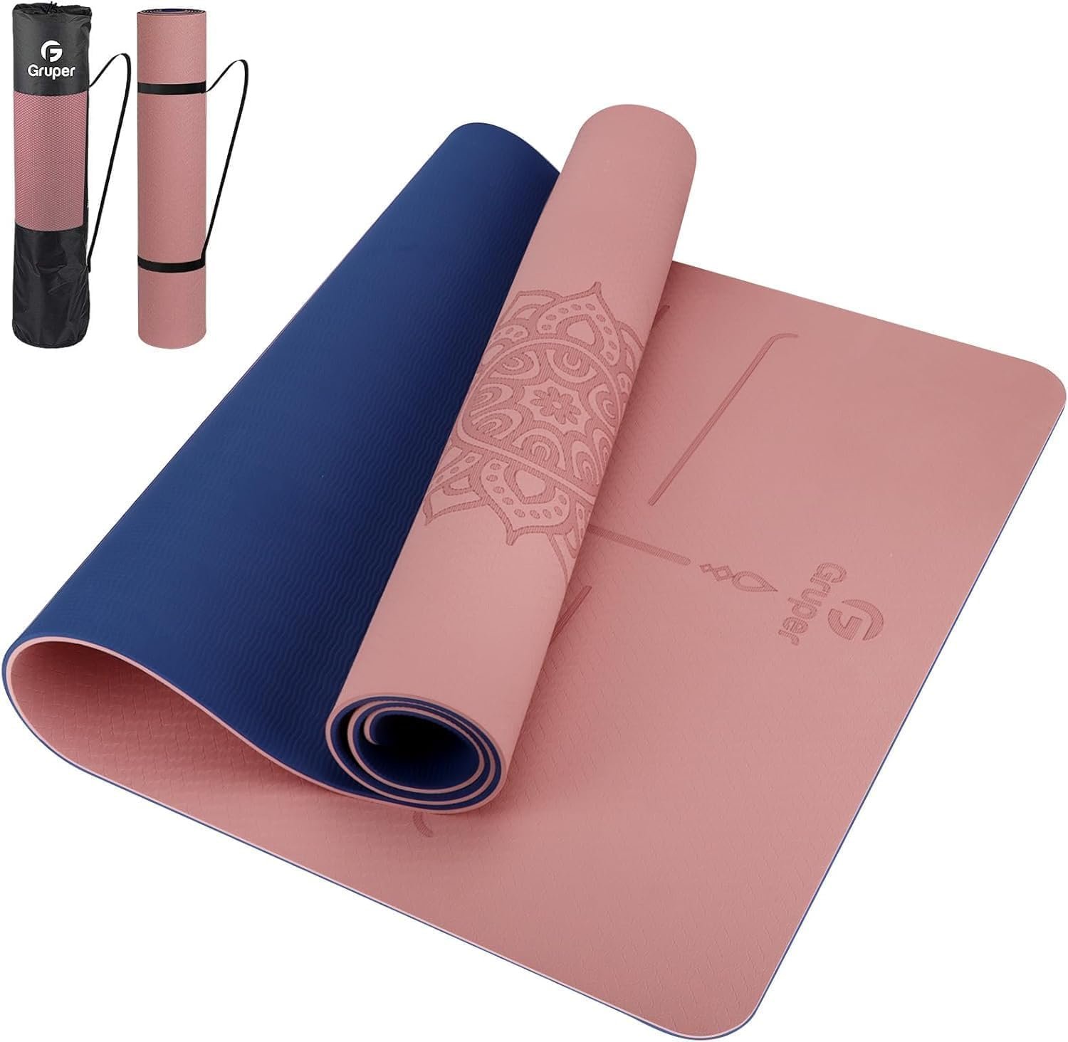 Yoga Mat Non Slip TPE Extra Wide Yoga Mat with Alignment Mar...