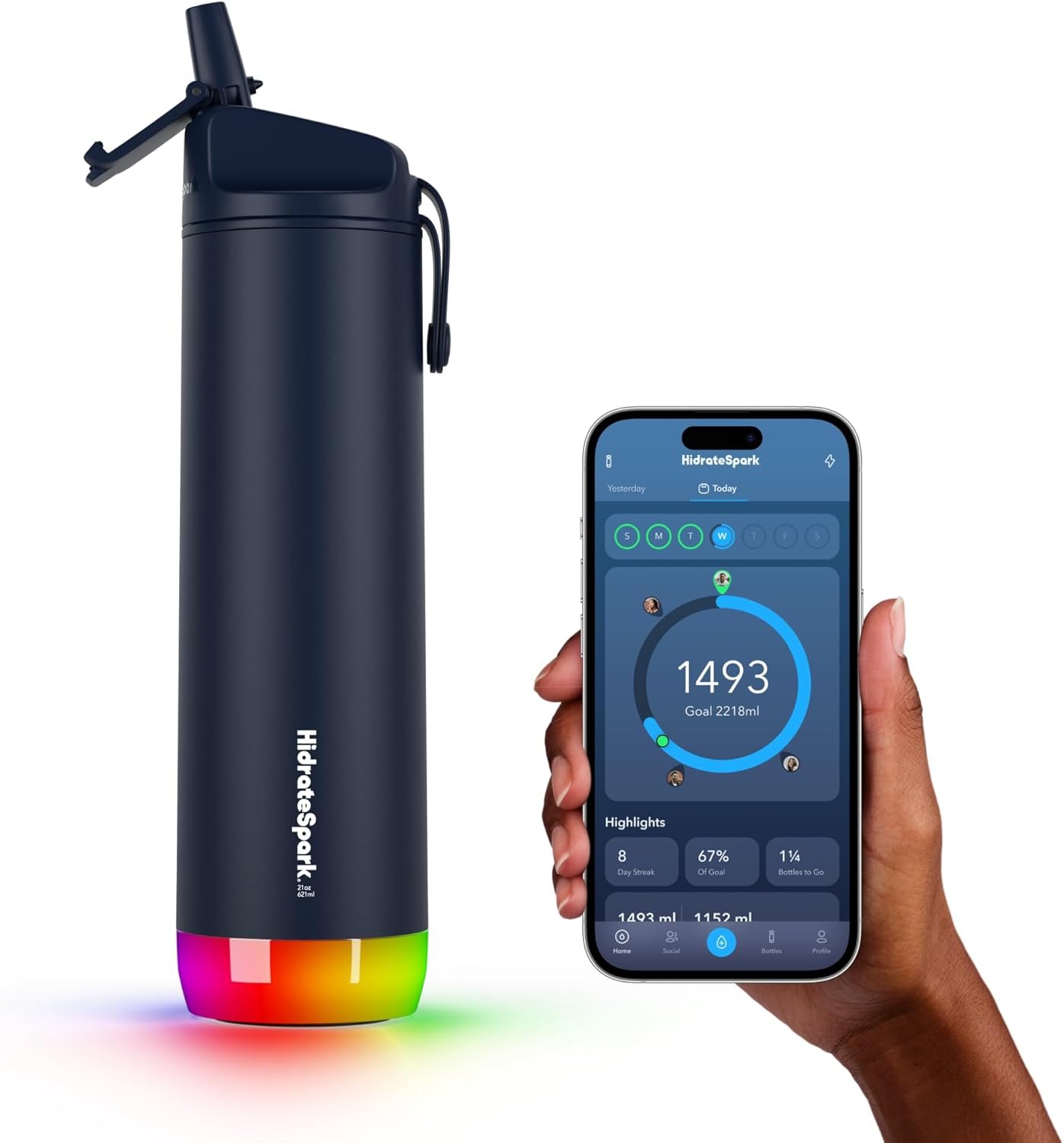 Hidrate Spark PRO Smart Water Bottle – Tracks Water Intake...