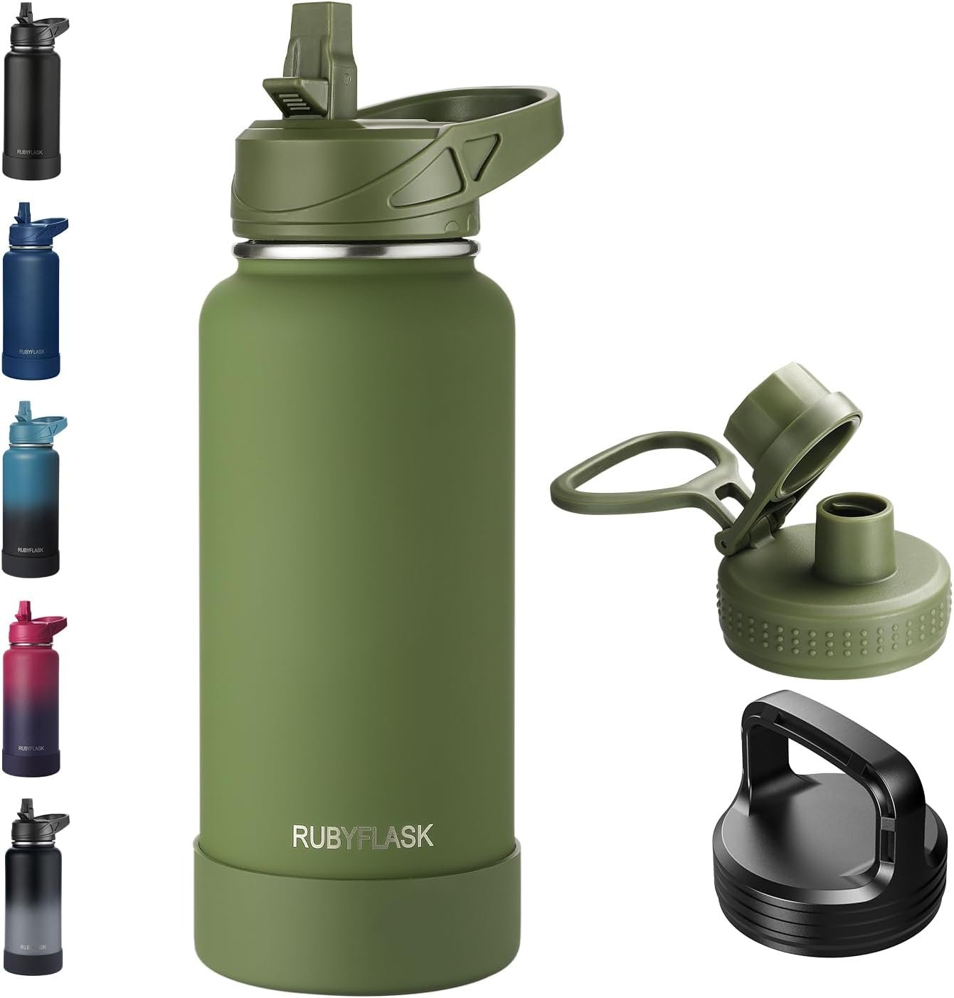 32oz Insulated Water Bottle with Straw, Stainless Steel Meta...