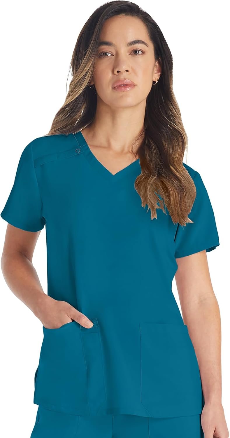 Dickies Women’s Scrub Top V-Neck Top with 2 Pockets, M...