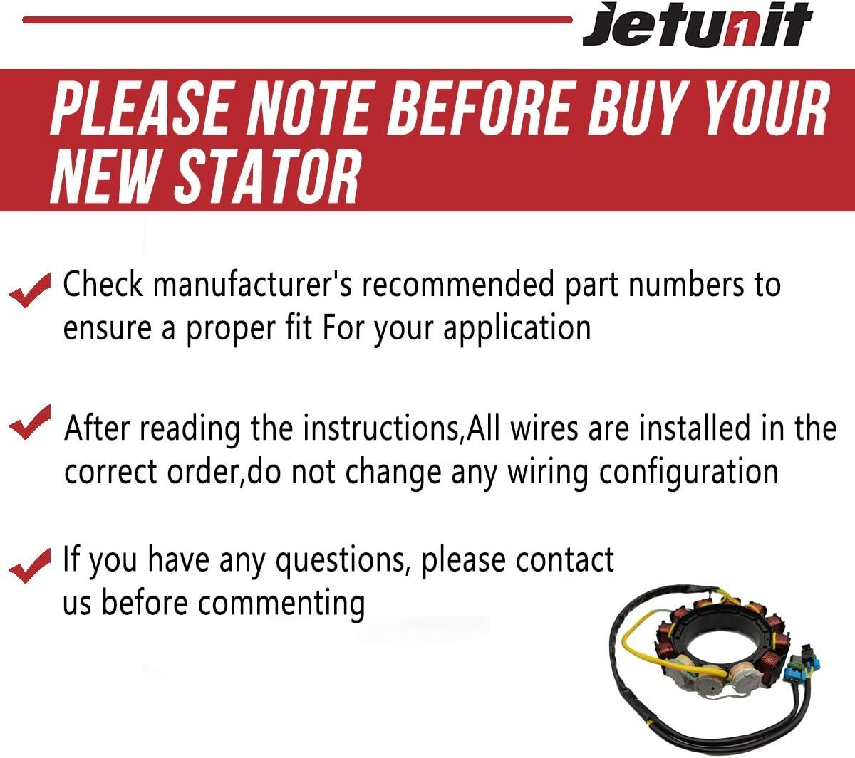 Stator for Mercury 150 XR6 135 140 175 200 HP 240 EFI Outboard 174-0002 398-858404T4 858404T3 858404A4 858404A3 40 Amp 2 Stroke 6 Cylinder Sportjet Jet Drive - Image 4