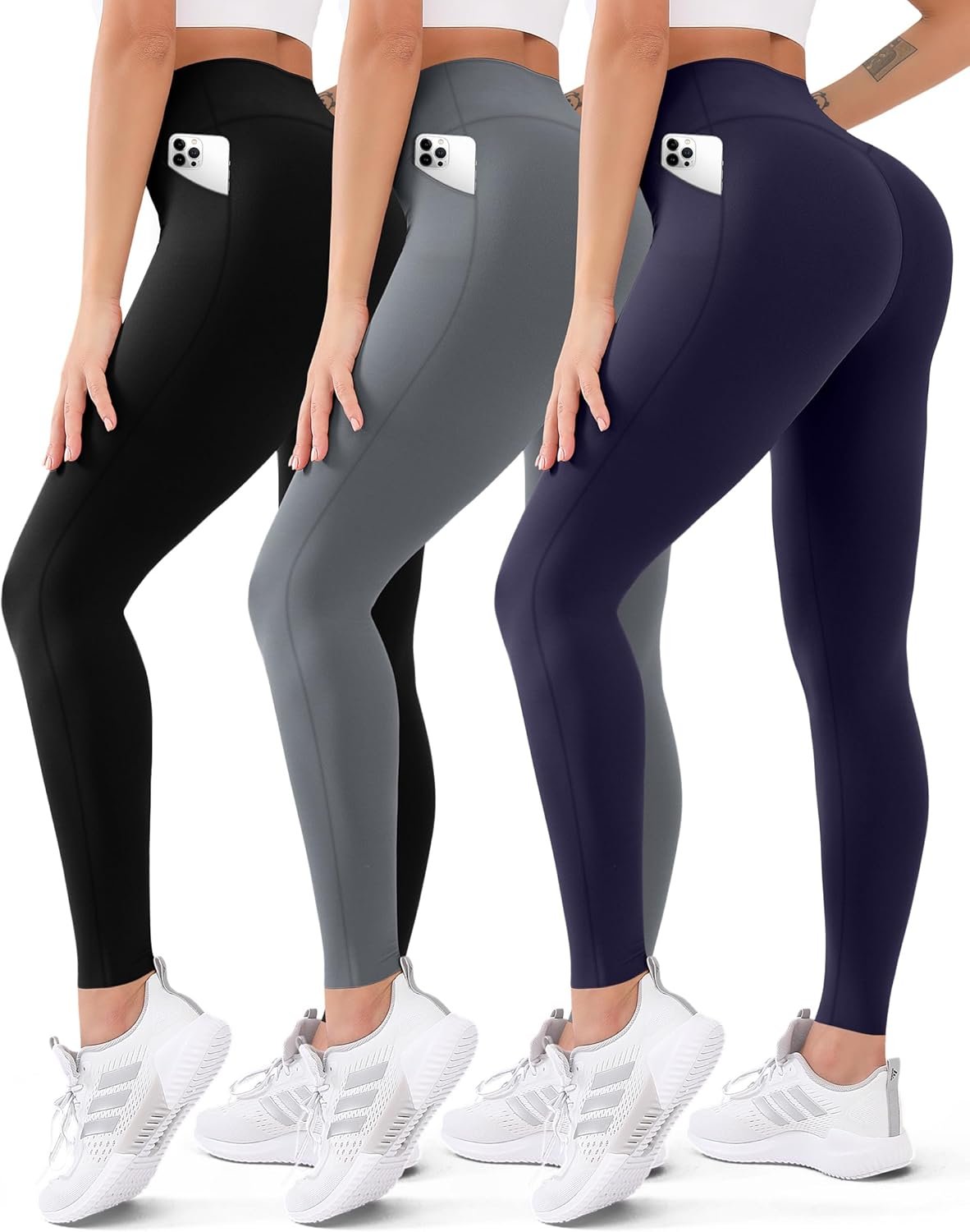 3 Pack High Waisted Leggings for Women Butt Lift Tummy Contr...