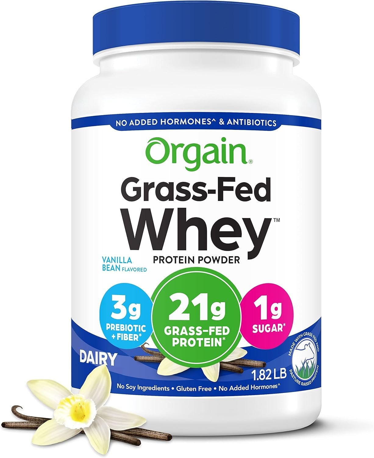 Orgain Whey Protein Powder, Vanilla Bean- 21g Grass Fed Dair...