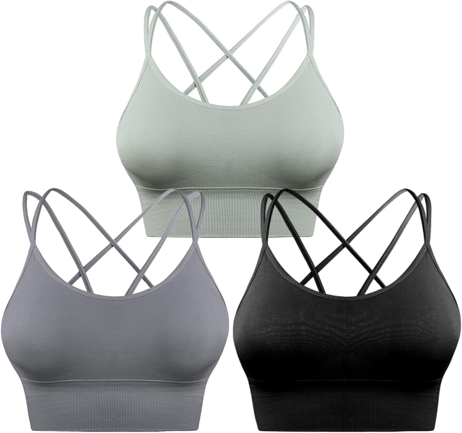 Sykooria 3 Pack Strappy Sports Bra for Women Sexy Crisscross...