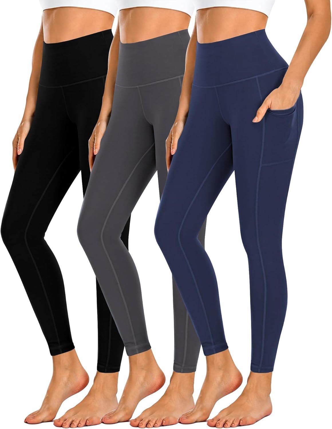 Dimore 4 Pack Workout Leggings for Women with Pockets,High W...