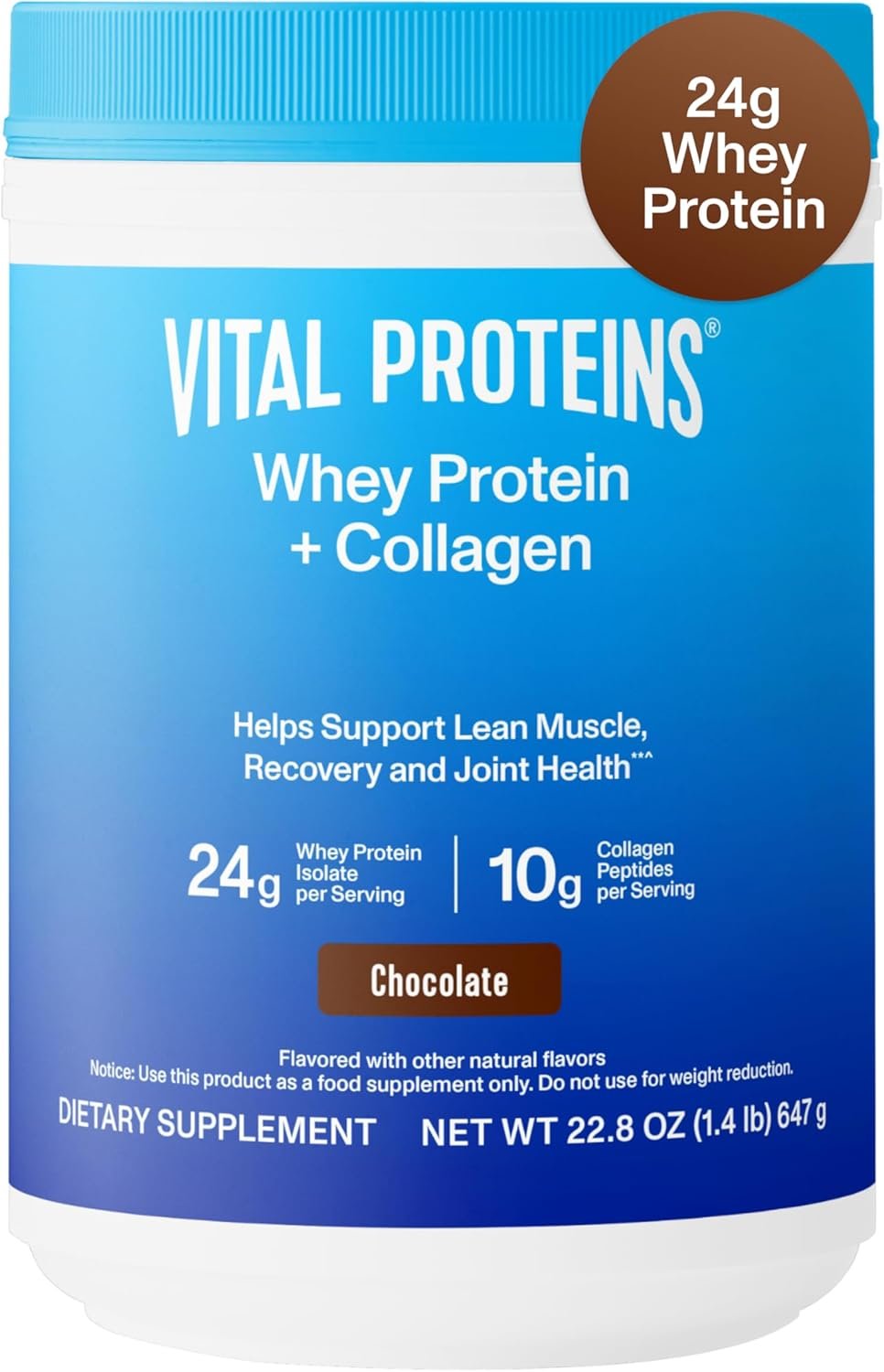 Vital Proteins Whey Protein Powder+ Collagen Peptides, 24g P...