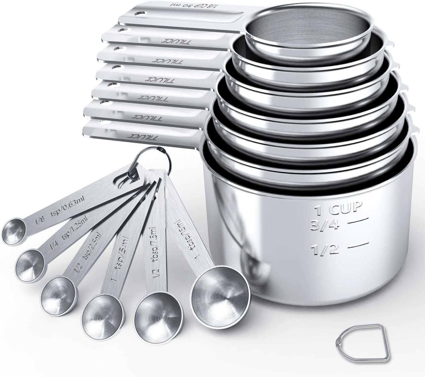 TILUCK Stainless Steel Measuring Cups & Spoons Set,Coff...