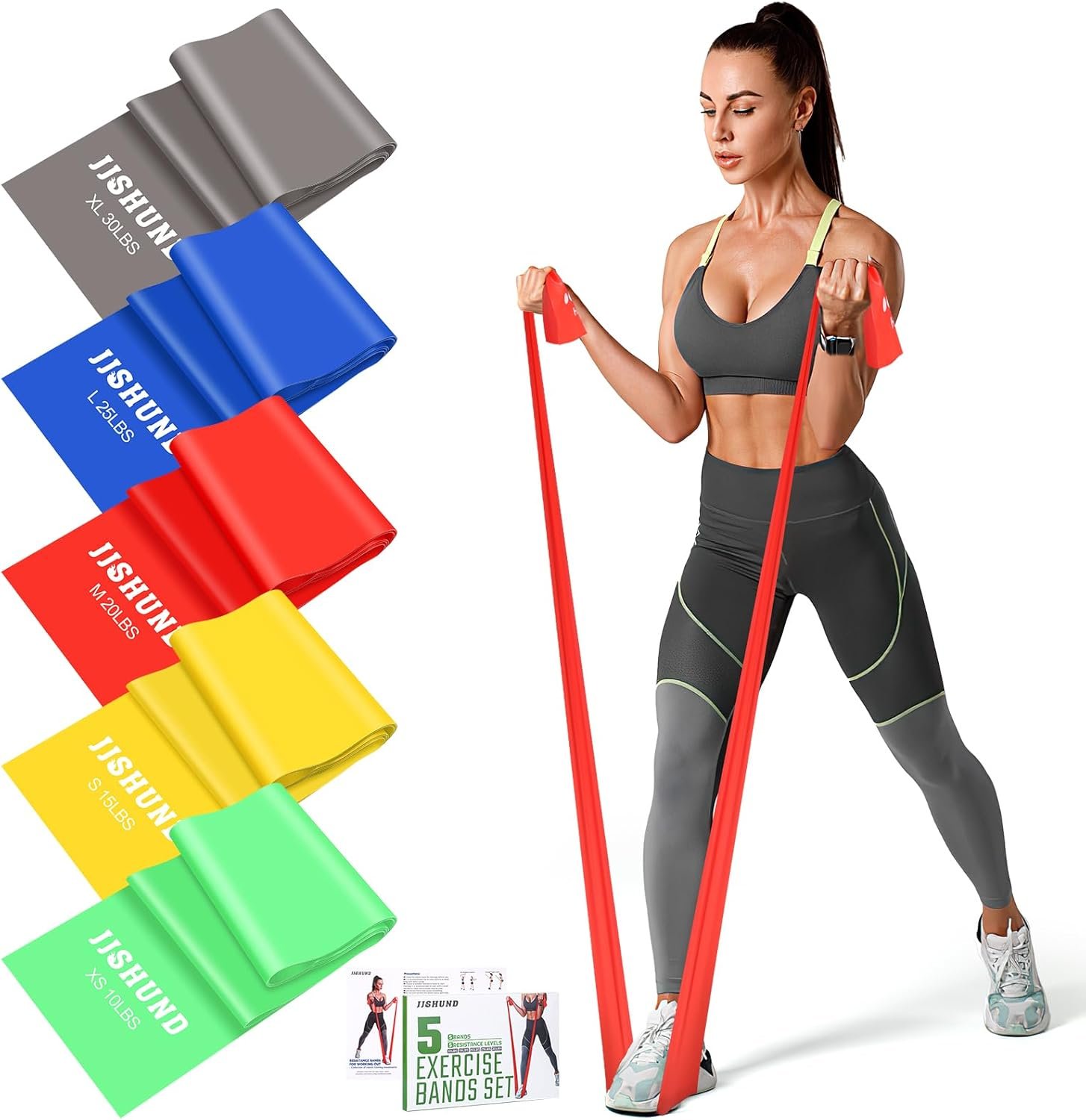 5 Pcs Resistance Bands, Professional Exercise Bands Elastic ...