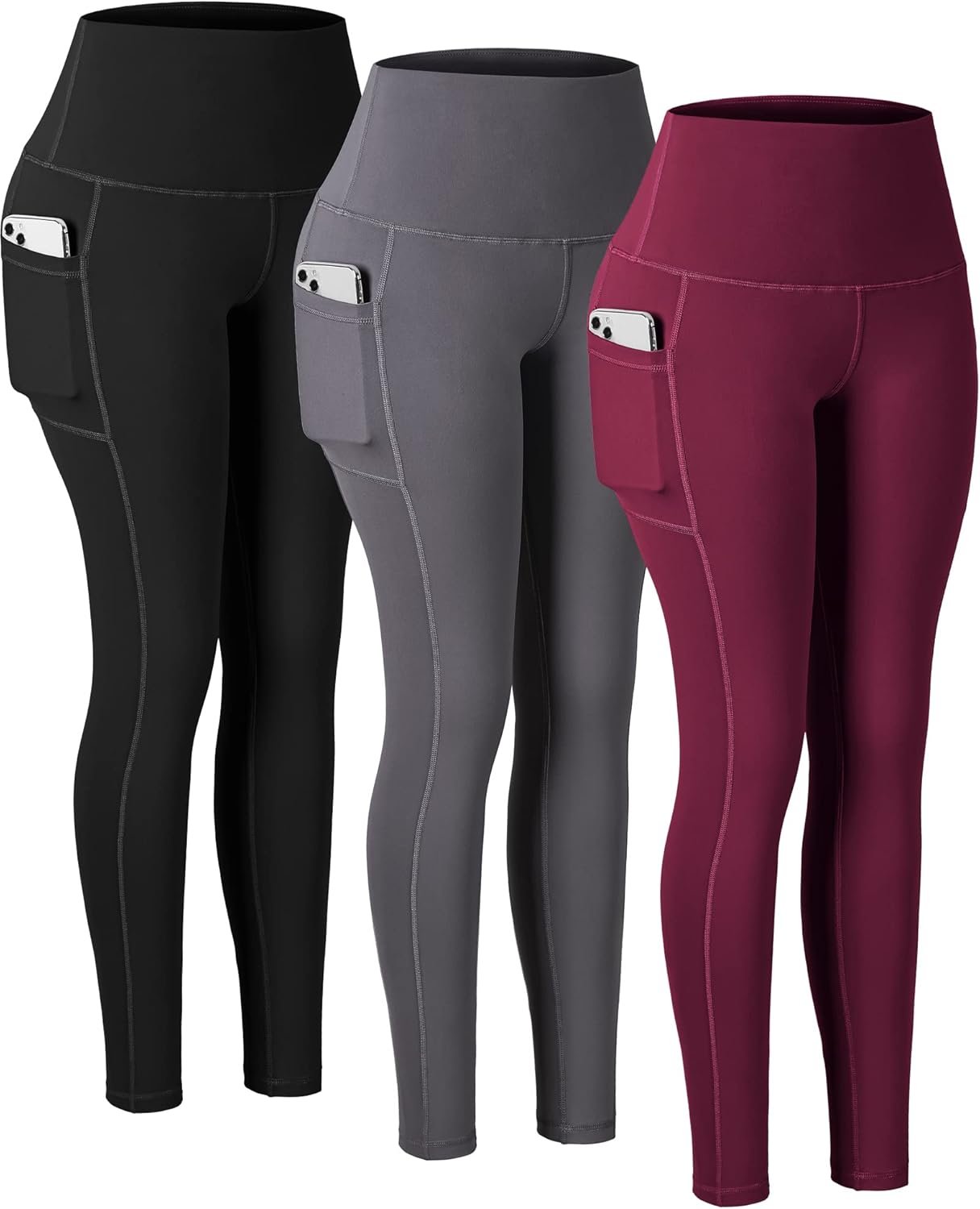 CHRLEISURE Leggings with Pockets for Women, High Waisted Tum...