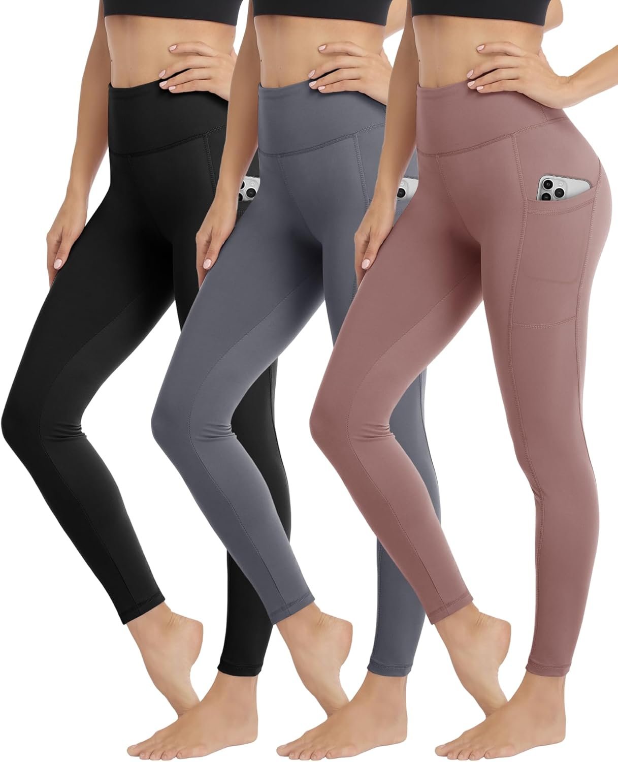 GAYHAY 3 Pack Leggings with Pockets for Women – High W...