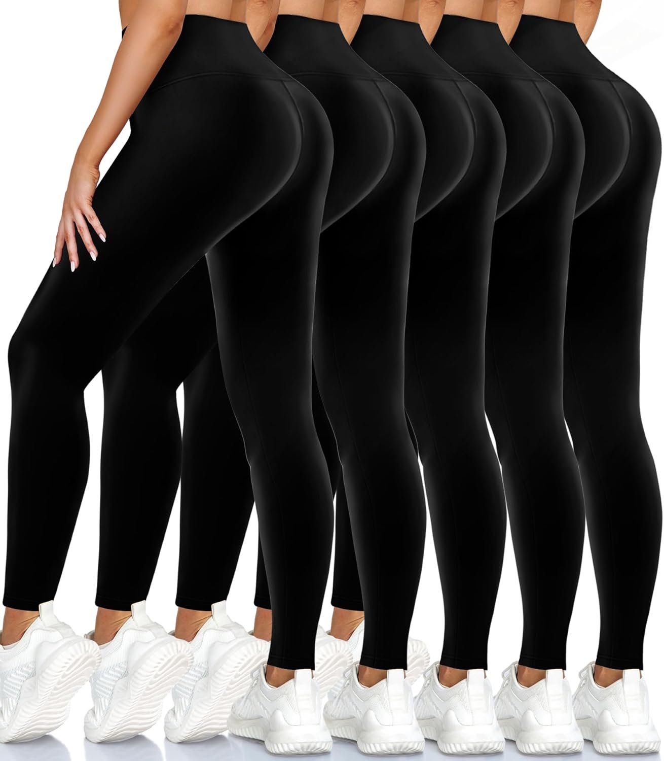 5 Pack Leggings for Women High Waisted No See-Through Soft T...