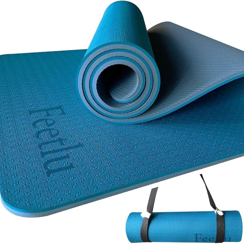 Extra Thick Exercise Yoga Mat with Strap – 2/5 Inch (1...