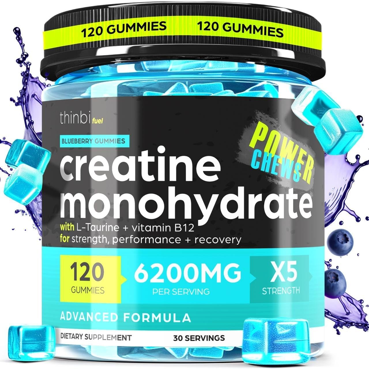 Creatine Monohydrate Gummies Complex 6200mg for Men & W...