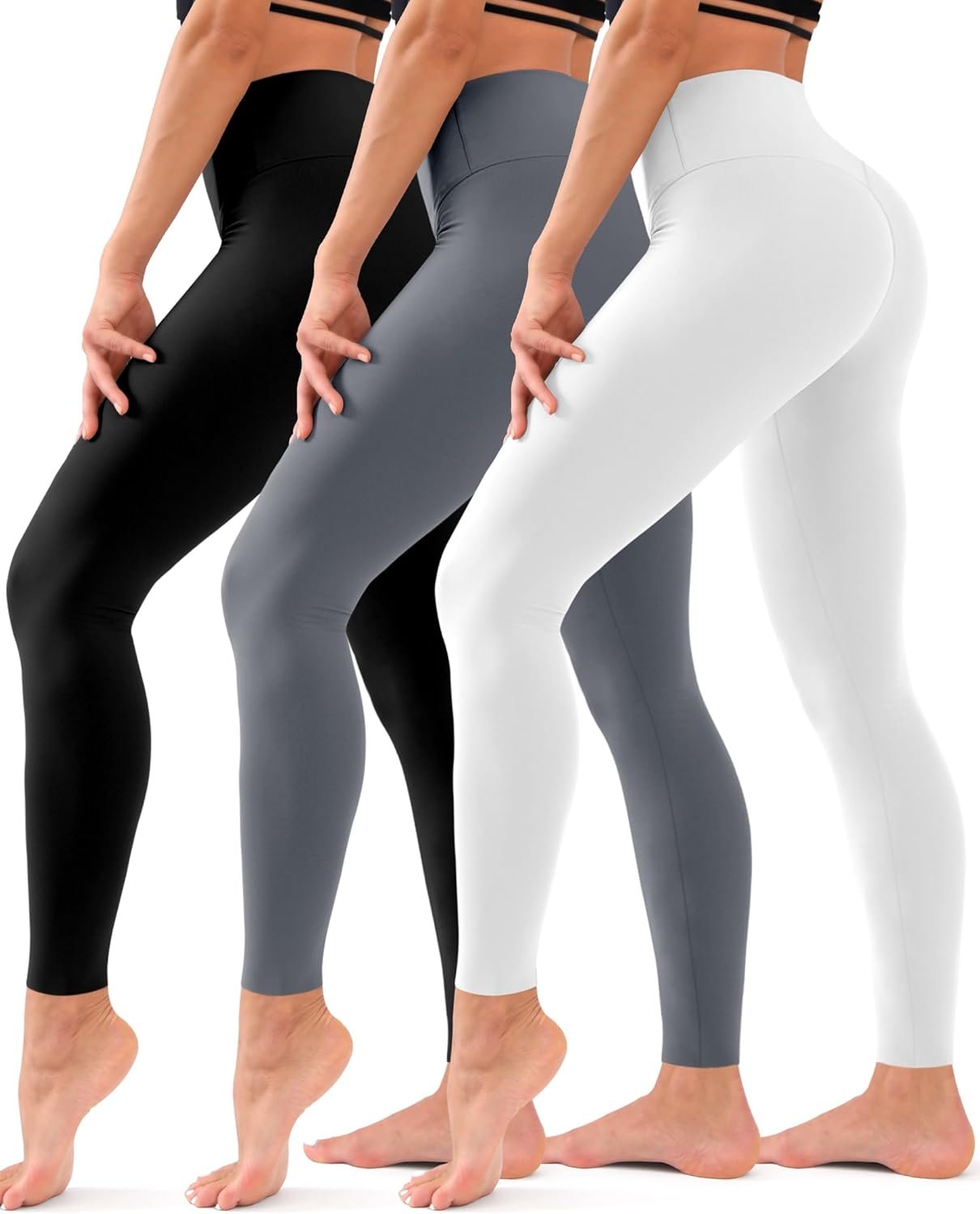 Hmuuo 3 Pack Leggings for Women High Waisted Tummy Control N...