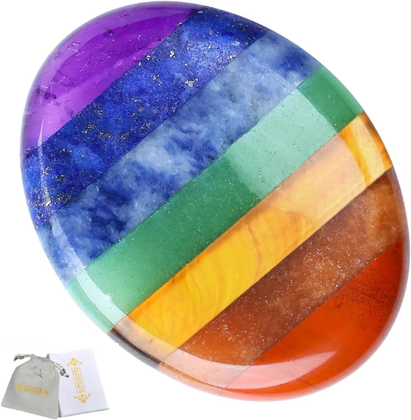 QINJIEJIE Thumb Worry Stone for Anxiety 7 Chakra Crystals He...
