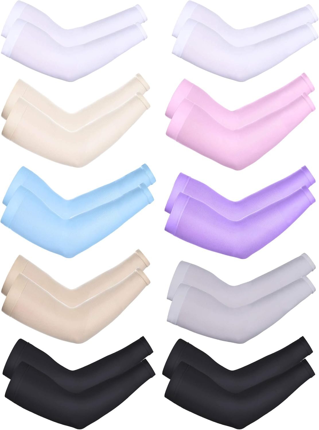 Boao 10 Pairs UV Arm Sleeve for Men Women Cooling Tattoo Cov...