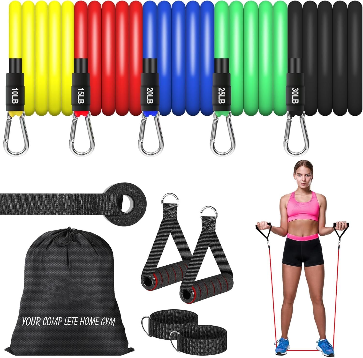 Resistance Bands Set, Workout Bands with Handles, Door Ancho...
