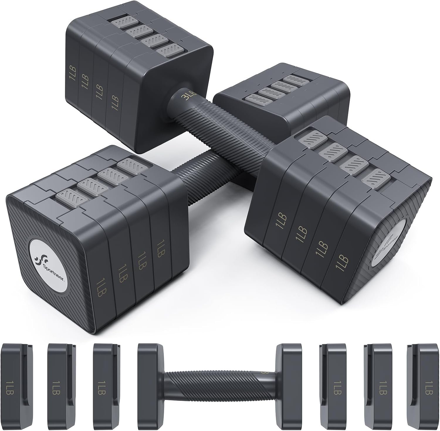 Adjustable Dumbbells Hand Weights Set: Sportneer 5 in 1 Weig...