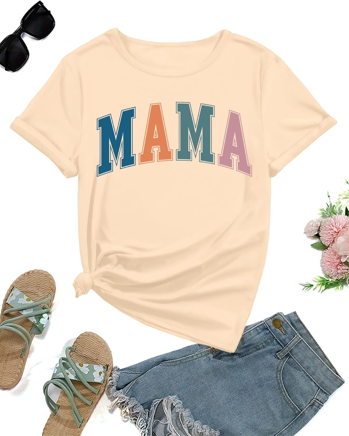 EUOW Mama Shirt for Women Cute Mom Mother’s Day Graphi...