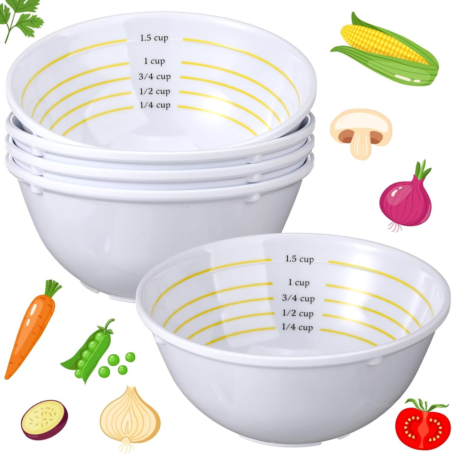 Nuogo 4 Pcs Portion Control Bowl Measuring Bowls Food Measur...